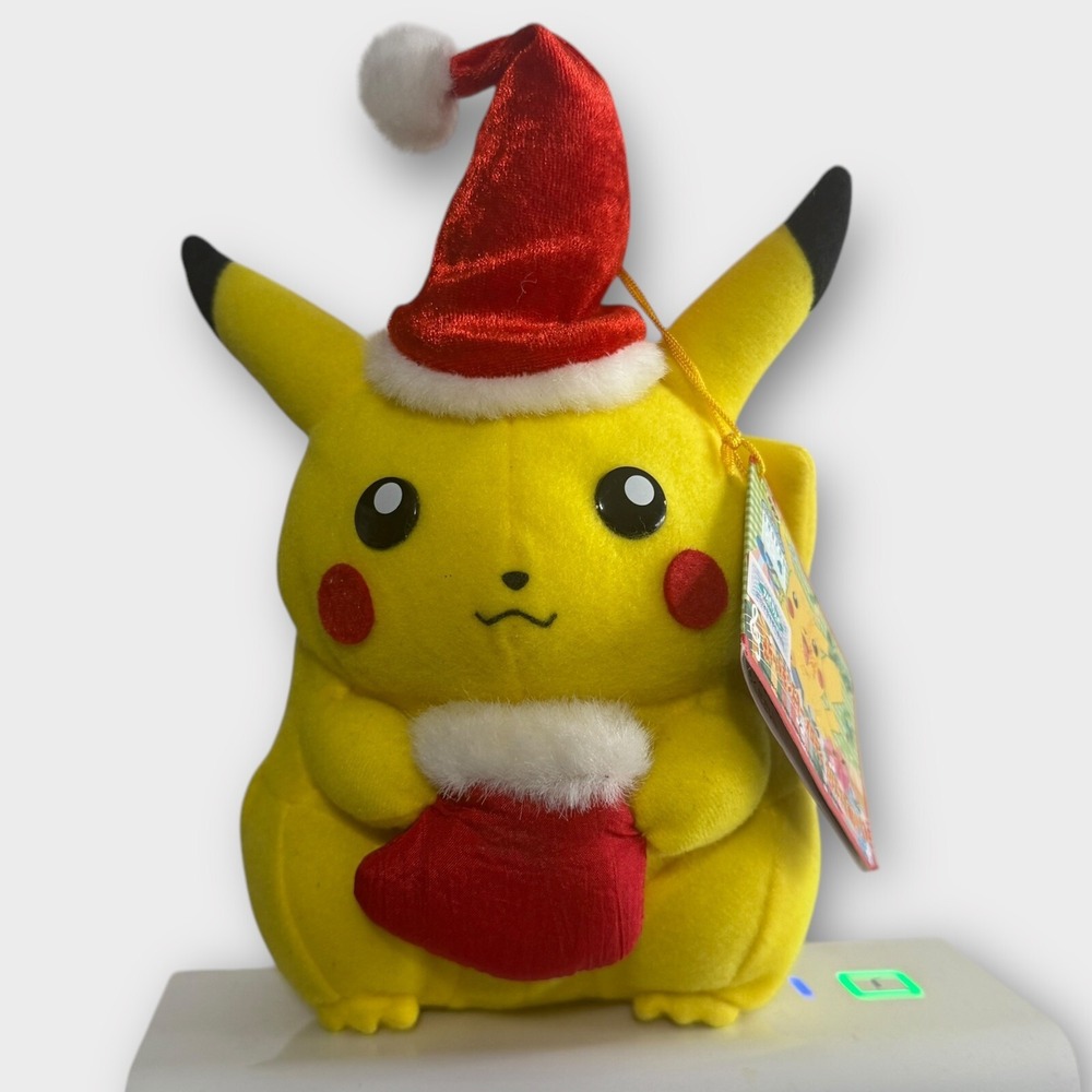 Rare 1999 Banpresto Japanese Pokemon Musical Christmas Pikachu Plush & TAG VTG‎